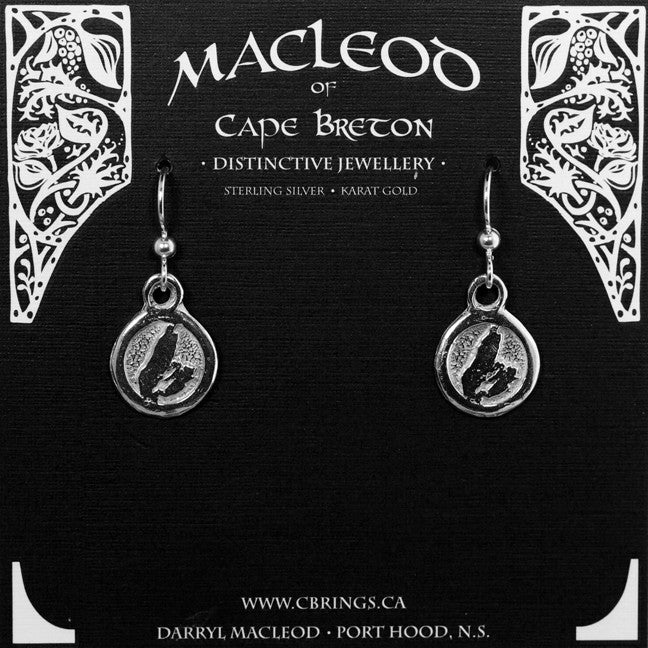 Cape Breton Island Map Button Earrings    E-402B