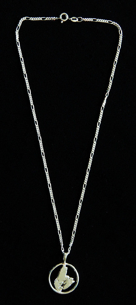 Cape Breton Pendant, open, wire frame with Figaro Chain