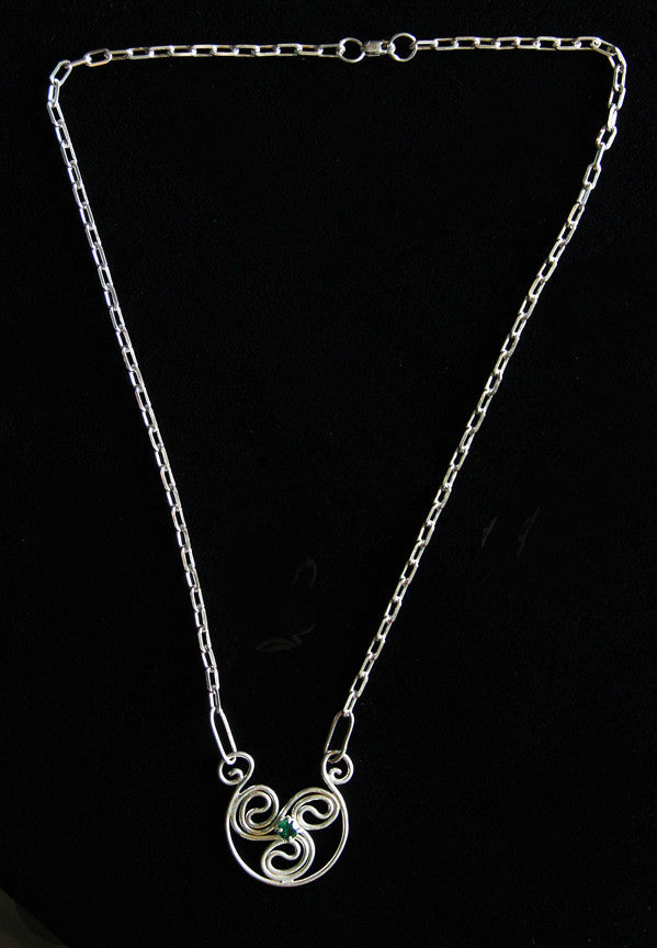 Celtic Swirl Necklace with Lab Grown Emerald