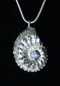 Ammonite fossil and cubic zirconia pendant