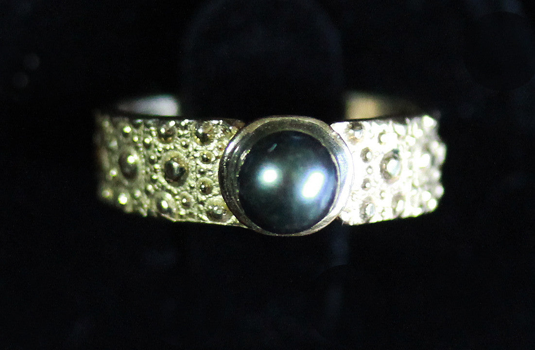 14K Gold Ring with Akoya Cultured Black Pearl